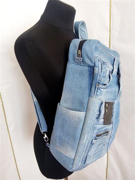 Denim Sling Backpack Bag Casual Jean Backpack For College Etsy Jean