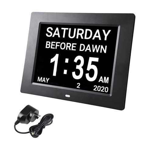 Yescom 8 Large Digital Lcd Day Clock 8 Alarm Options Dimmable Calendar