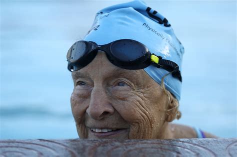 Late To The Pool 97 Year Old Swimming Champion Has Since Lapped Everyone Los Angeles Times