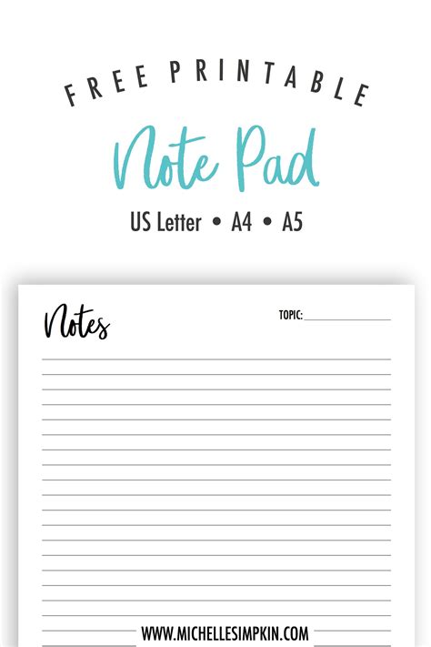 Free Printable Use This Free Note Pad Printable To Make Notes Create