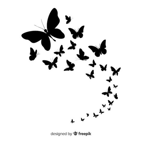 Premium Vector Butterfly Swarm Silhouette Background