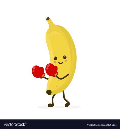 Cute Smiling Strong Banana Fighting Royalty Free Vector