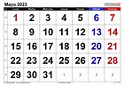 Calendario mayo 2023 en Word, Excel y PDF - Calendarpedia