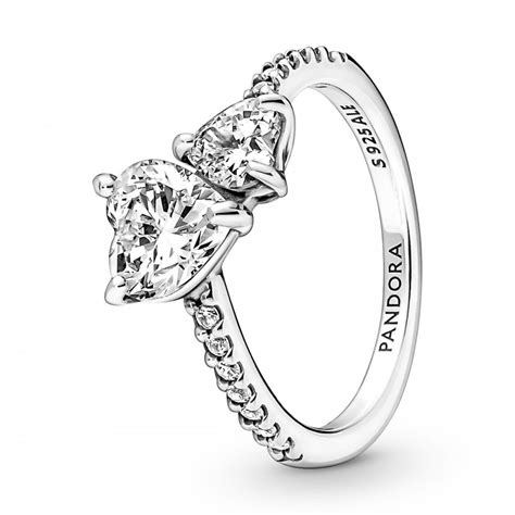 Pandora Double Heart Sparkling Ring 191198c01 Francis And Gaye Jewellers