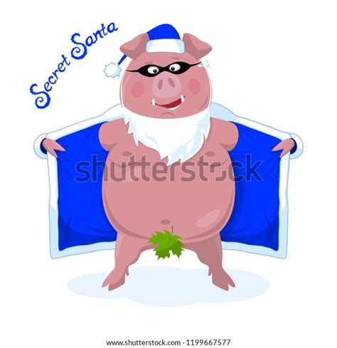 Funny Naked Boar Santas Clothes Secret Stock Vector Royalty Free