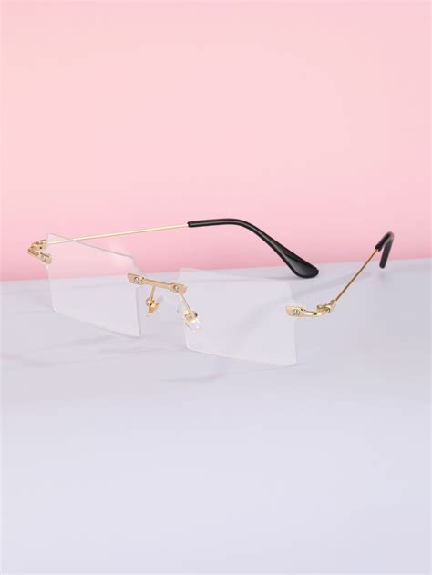 Rectangle Lens Rimless Eyeglasses Shein Usa Eyeglasses Eyeglasses For Women Womens Glasses