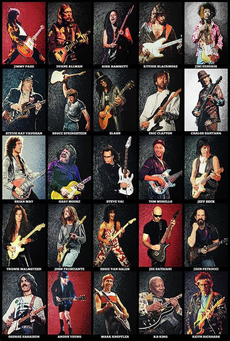 Greatest Guitarists Of All Time Digital Art By Zapista Ou Pixels