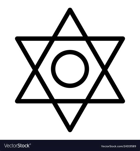 Pentagram Line Icon Six Pointed Star Royalty Free Vector