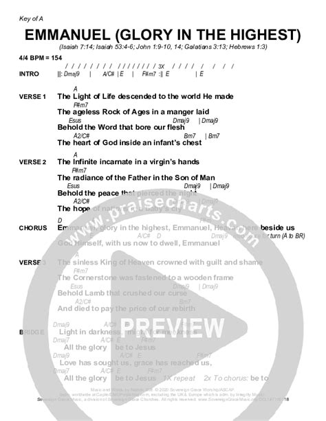 Emmanuel Glory In The Highest Chords Pdf Sovereign Grace Praisecharts