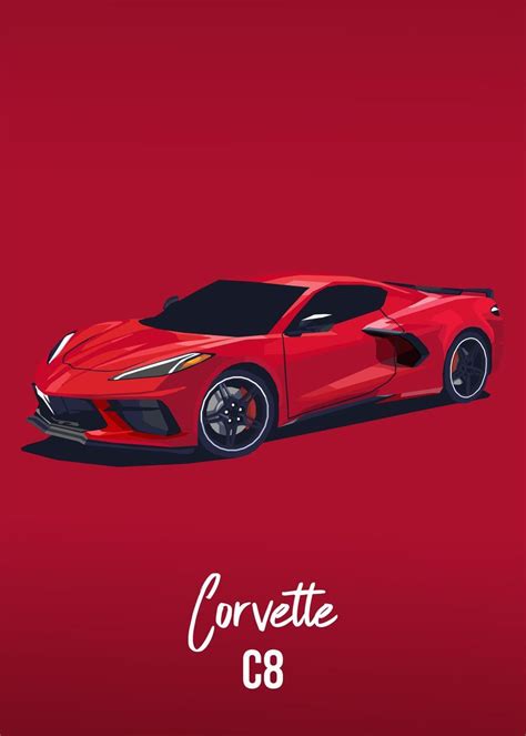 Corvette C8 Car Poster Canvas Wall Art Print John Sneaker