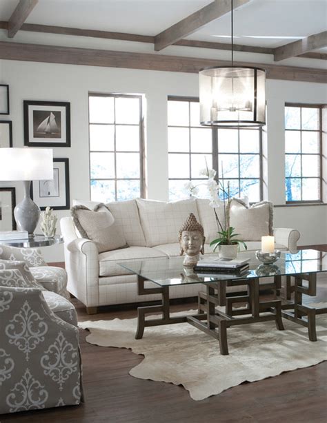 Coastal design is a decorating theme inspired by weathered furniture and nautical accents found in traditional coastal homes. Living room scenes - Beach Style - Sofas - Charlotte - by Huntington House