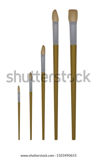 Wooden Paint Brush Set Vector Illustration Stock Vector Royalty Free