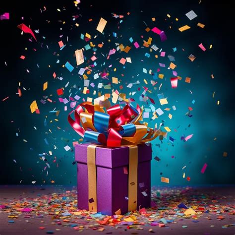 Premium AI Image Gift Box Confetti Explosion Magic Open Surprise