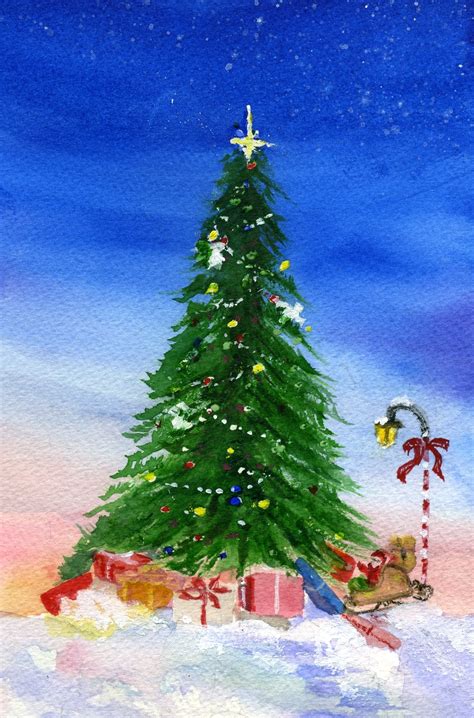 Simple Christmas Tree Painting At Explore