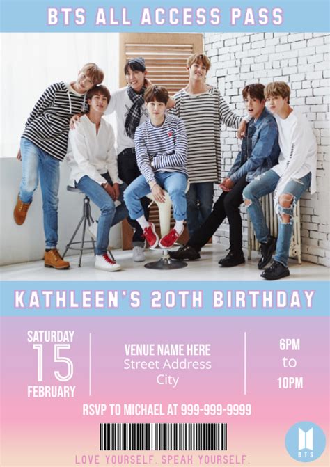 Template Bts Birthday Party Postermywall