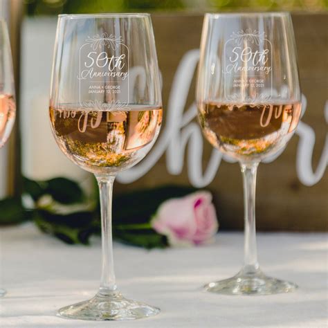 50th Anniversary Personalized Wine Glasses Etched Glassware Etsy