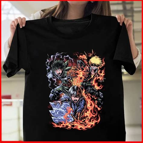 Hot Midoriya Izuku Bakugo Todoroki My Hero Academia Anime T Shirt Size
