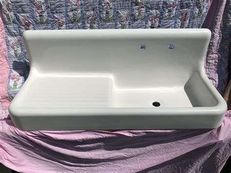 Vintage 52 Cast Iron Farm Sink Antique Farmhouse Sink Righthand