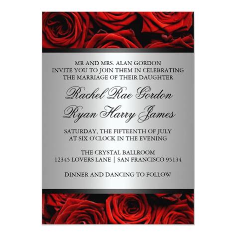 Red Roses Wedding Custom Invitations