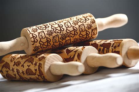 Set Of 4 Mini Rolling Pins Laser Engraved Rolling Pin Cookies