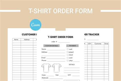 Editable T Shirt Order Form Printable Canva Template