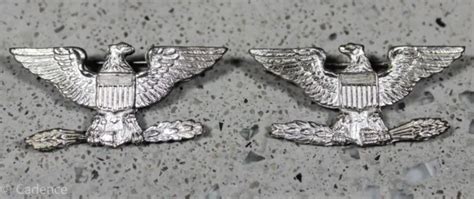 Us Ww2 Army Colonel Rank Insignia Pin Pair Unmarked Sterling Frosted 1