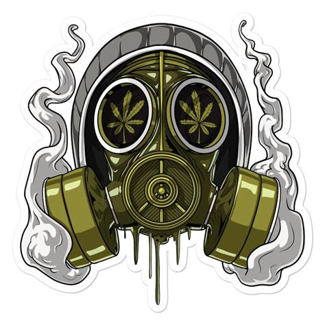 Weed Stoner Gas Mask Vinyl Sticker Psychedelic Cannabis Etsy