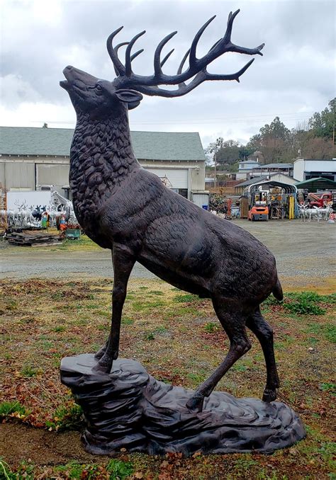 Large Bugling Elk Metal Garden Statue Elk Sculpture Yard Art