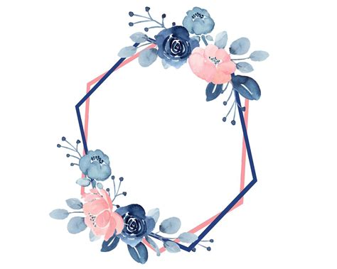 Blush And Navy Wreaths And Frames Border Design Square Frames Etsy In