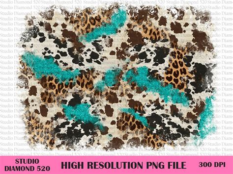 Cowhide Turquoise Glitter Leopard Western Background Png Etsy