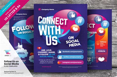 Follow Us On Social Media Flyer Templates By Kinzi21 Graphicriver