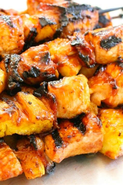 These kabobs are packed with bell pepper, onion, pineapple, bacon, and chicken. BBQ CHICKEN PINEAPPLE KABOBS with BACON | Chicken recipes ...