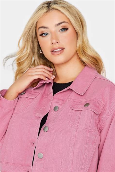 yours plus size pink cropped denim jacket yours clothing