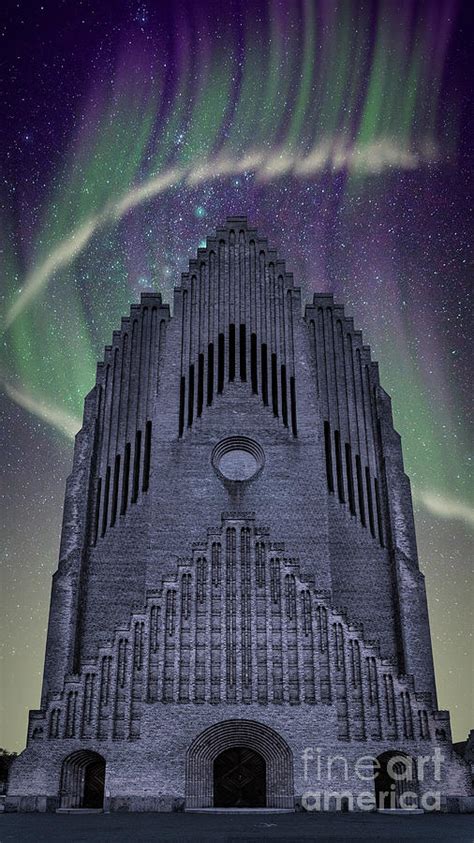 Copenhagen Grundtvigs Church With Northern Lights Photograph By Antony