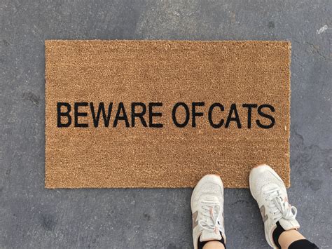 Funny Beware Of Cat Animal Doormat