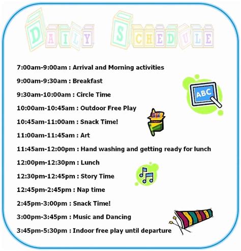 Preschool Daily Schedule Template Stcharleschill Template