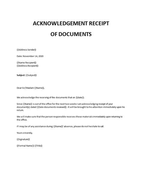 Format For Acknowledgement Letter For Money Receipt Free Letters