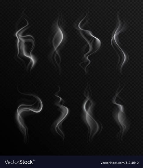 Realistic Smoke Steam Collection Transparent Vector Image