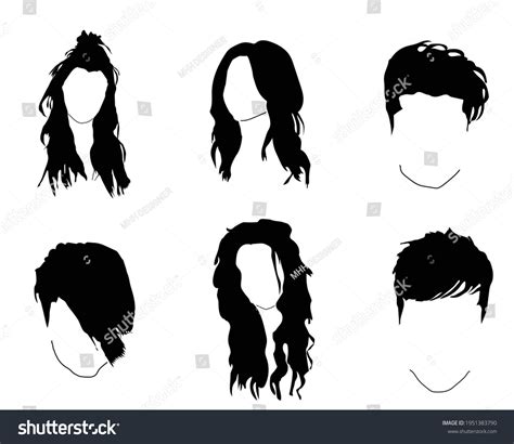 Hair Silhouettes Woman Man Hairstyle Art Stock Vector Royalty Free