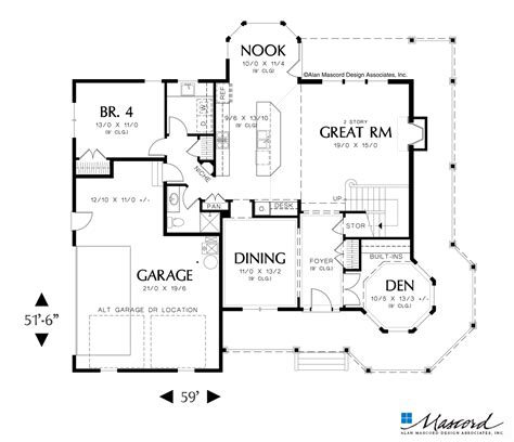 Main Floor Plan Of Mascord Plan 22128 The Kensington Victorian