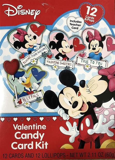 Disney Mickey Mouse Valentines Day Cards Kids 12 Cards 12 Lollipops
