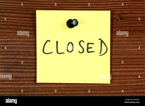 Yellow Paper Note With Message Closed Bulletin Board Stock Photo Alamy
