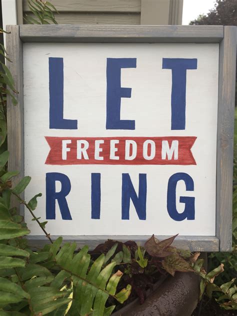 Hand Painted Let Freedom Ring Wood Sign With Frame Let Freedom Ring Let Freedom Ring Sign