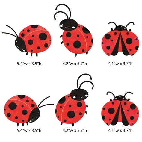 Ladybug Stickers Set Of 6 Decals