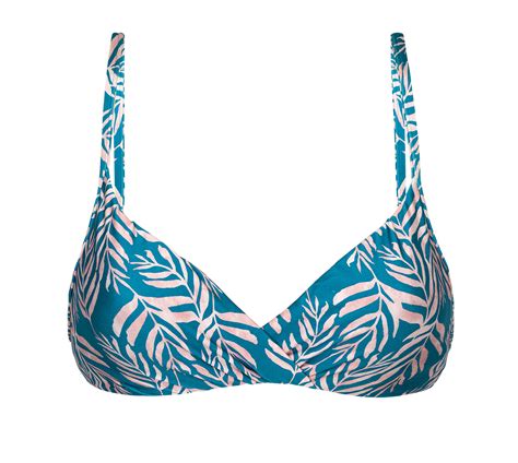 Sujetador Bikini Bralette Aro Con Estampado De Hojas Azul Top Palms