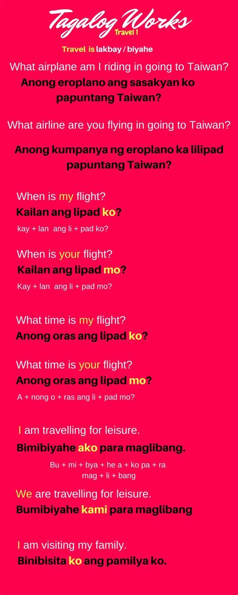 Tagalog Words Filipino Words Travel Phrases Learn English Words