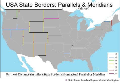 Usa State Borders Parallels And Meridians Most Maps On The Web