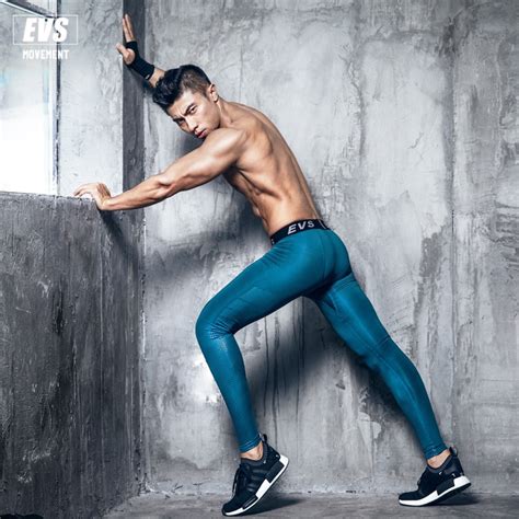 2017 evs men fitness leggings tights elastic compression tights quick dry breathable