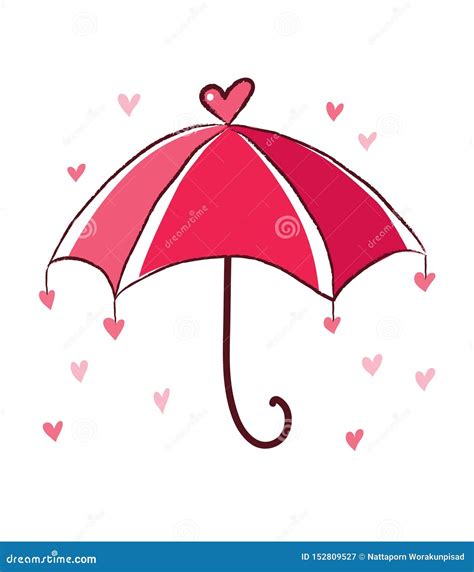 Umbrella With Hearts Stock Vector Illustration Of Couple 152809527