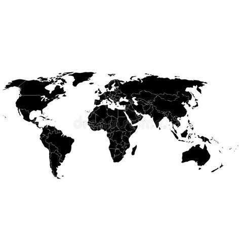 Simple World Map With Countries Silhouette Of The World Map With